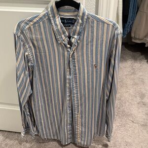 Polo by Ralph Lauren Men's Striped Blue and Tan Shirt